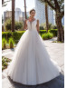 White Sequin Tulle Minimalist Wedding Dress